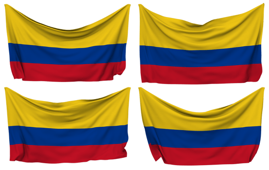 Colombia Pinned Flag from Corners, Isolated with Different Waving Variations, 3D Rendering png