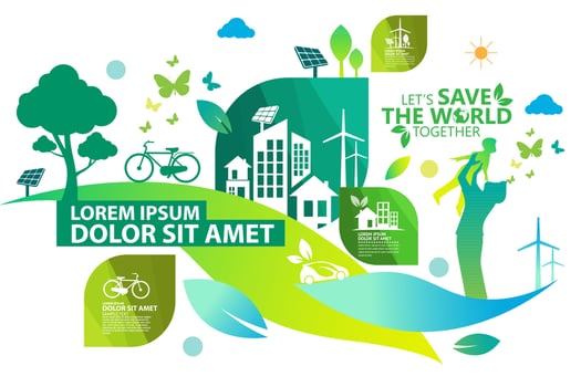 Ecology.Green cities help the world with eco-friendly concept ideas.vector illustration vector