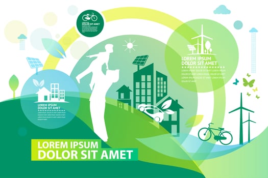 Ecology.Green cities help the world with eco-friendly concept ideas.vector illustration vector