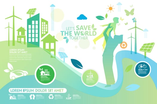 Ecology.Green cities help the world with eco-friendly concept ideas.vector illustration vector