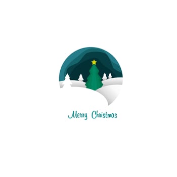 Winter background with snow, icy hills and pine forest elements vector