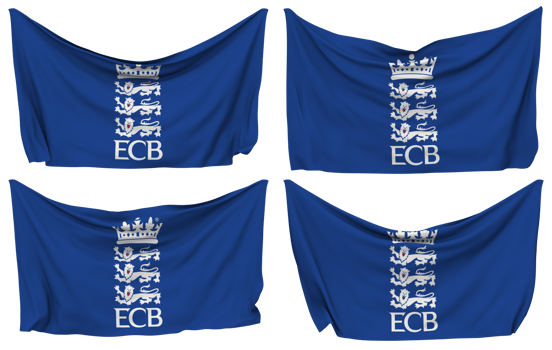 England and Wales Cricket Board, ECB Pinned Flag from Corners, Isolated with Different Waving Variations, 3D Rendering png