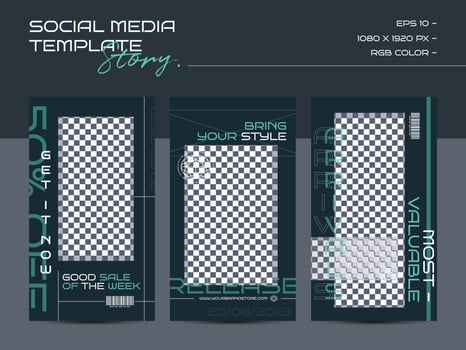 Modern urban futuristic streetwear fashion design for social media story template vector
