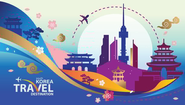 South Korea travel destination vector illustration