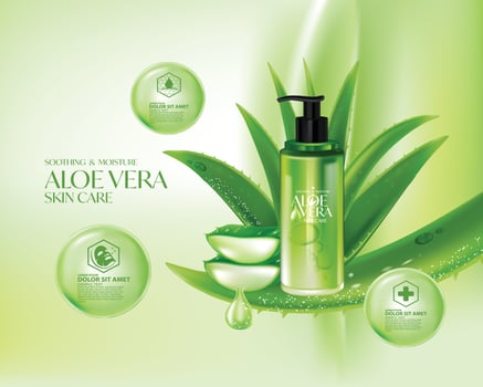 Aloe Vera collagen Serum Skin Care Cosmetic. vector
