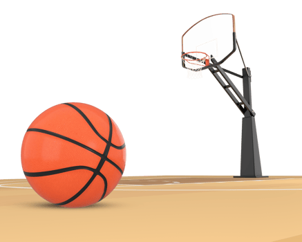 3D Rendering Basketball Court Wth Ball And Hoop Frontside View png