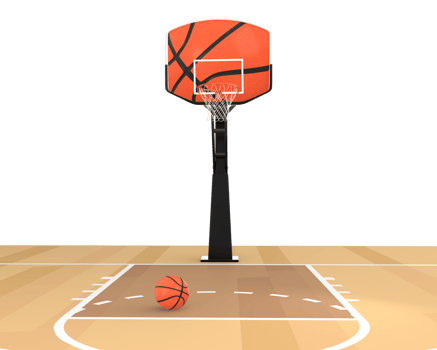 3D Rendering Basketball Court And Hoop Front View png