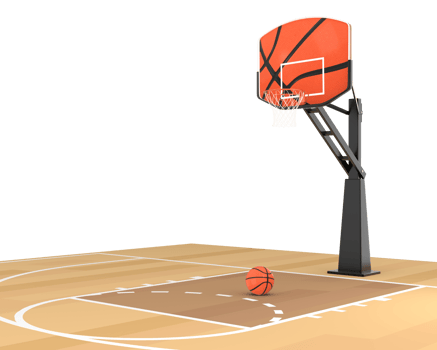 3D Rendering Basketball Court And Hoop Frontside View png