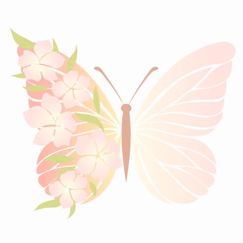 Colorful flowers in butterfly half shape illustration vector