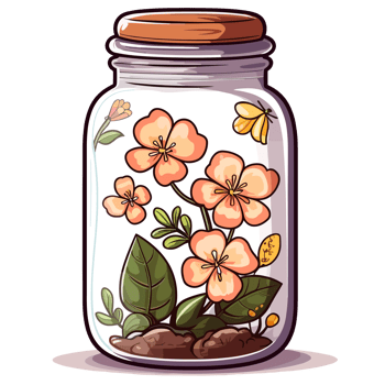 Flowers Inside Jar - png