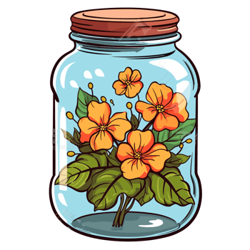 Flowers Inside Jar - png