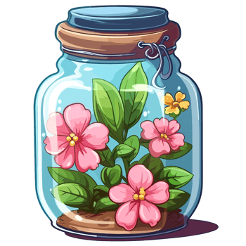 Flowers Inside Jar - png