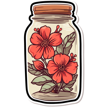Flowers Inside Jar - png