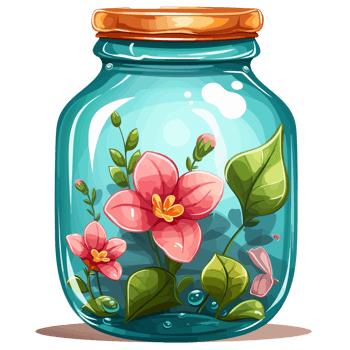 Flowers Inside Jar - png