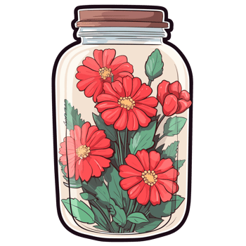 Flowers Inside Jar - png