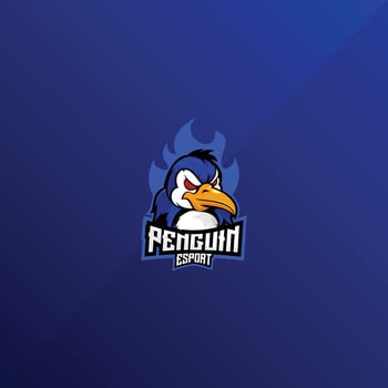 penguin angry logo esport design mascot vector