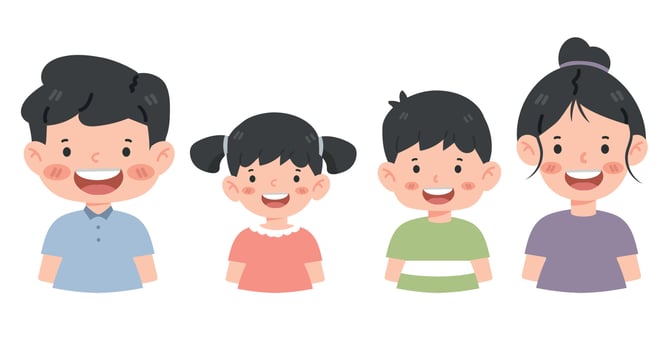 Happy family with two children vector