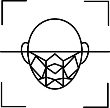 Face Recognition icon in black line art. vector