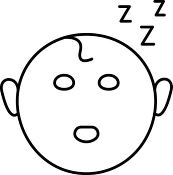 Baby sleep face icon in black line art. vector