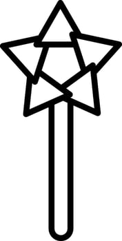 Isolated magic wand icon in line art. vector