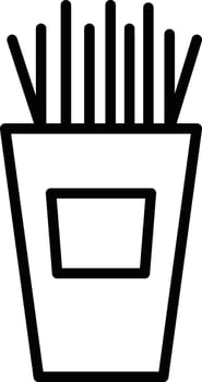 Black line art illustration of French fries box icon. vector