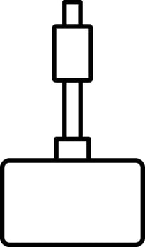 Black line art illustartion of USB cable connected to power bank icon. vector