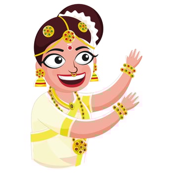 Cartoon Character of Beautiful Indian Woman in Dancing Pose. vector