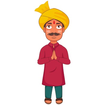 Vector illustration of Indian Man Doing Namaste for Welcome.