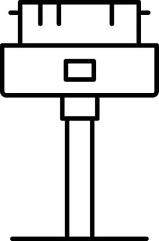 Usb cable connector icon in black line art. vector