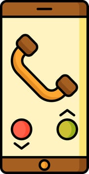 Phone call in smartphone screen icon or symbol. vector
