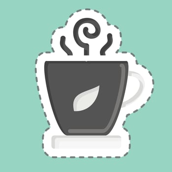 Sticker line cut Cup Of Tea. related to Tea symbol. simple design editable. simple illustration. green tea vector