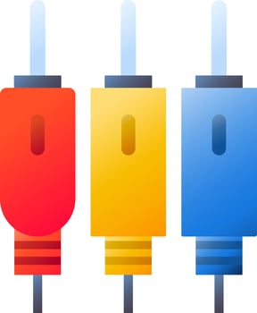 Set of colorful stereo cable cord plug icon in flat style. vector