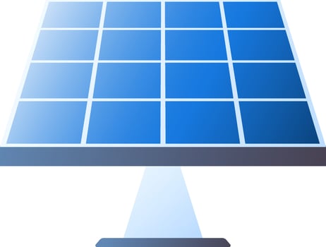 Solar panel icon in blue color. vector