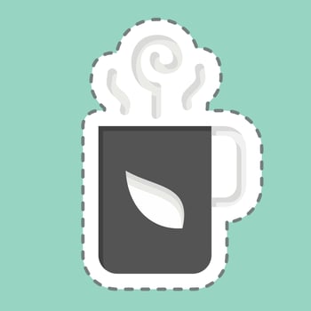 Sticker line cut Hot Tea. related to Tea symbol. simple design editable. simple illustration. green tea vector
