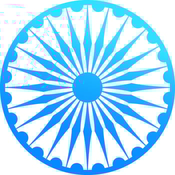 Blue Ashoka Wheel on White Background. vector