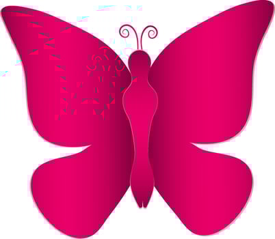 Shiny pink butterfly made by paper art. vector