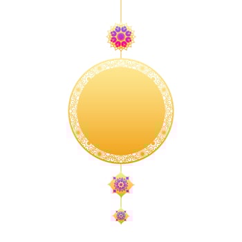 Glossy golden blank floral circle with stickers. vector