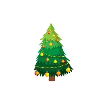 Glosssy balls decorated christmas tree. vector