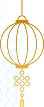 Chinese Lantern Hang in Bronze Line Art. vector