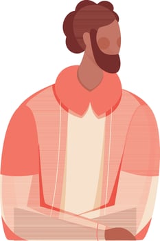 Cartoon Beard Man Character in Sitting pose. vector