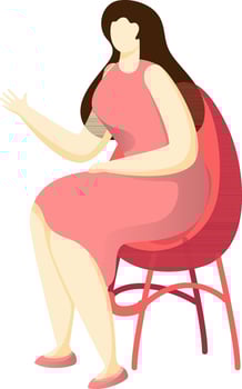 Faceless Young Girl Cartoon Character Sitting on Chair with in Stylish pose. vector