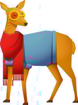 Cute Deer Wearing Eyeglasses with Scarf and Sweater. vector