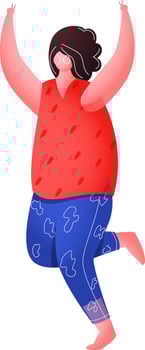 Illustration of Hands up woman faceless cartoon character in dancing pose. vector