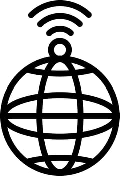 Global internet wifi connection signal icon in thin line art. vector