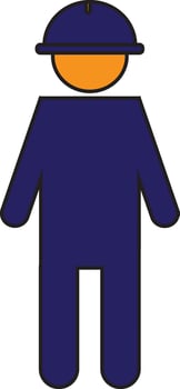 Character of faceless man wearing helmet. vector