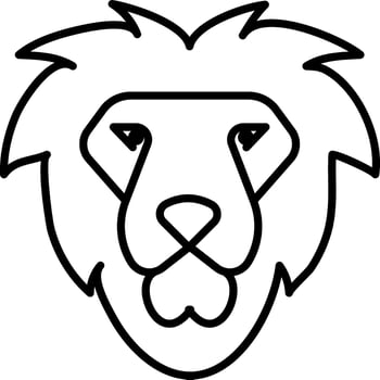 Black outline Lion Face icon on white background. vector