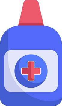 Medicine dropper bottle icon in red and blue color. vector