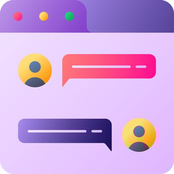 User chatting web page icon in flat style. vector
