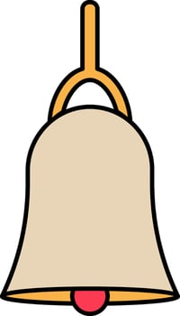Isolated Bell icon in brown and yellow color. vector
