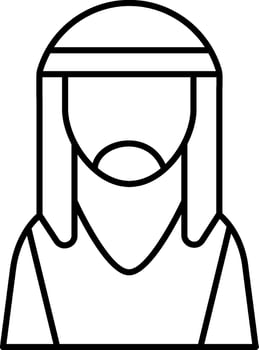Arabic man icon in thin line art. vector